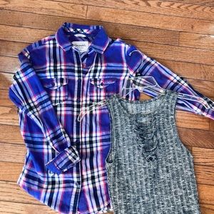 Aeropostale flannel purple plaid shirt.